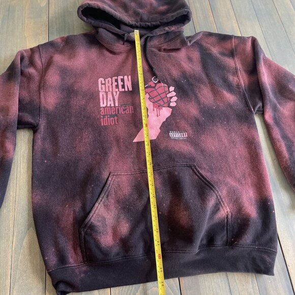 Vintage Green Day American Idiot Fan Made Hoodie Maroon Punk Rock - Size L (U8) - Picture 7 of 8